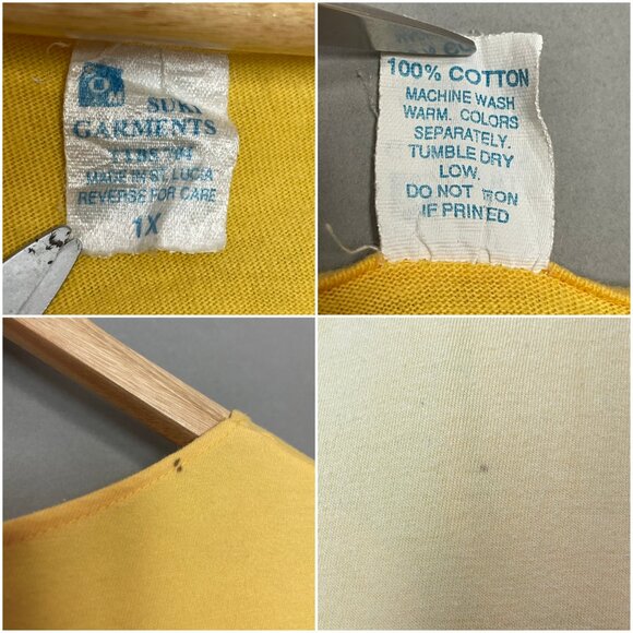 Oversized‎ T-Shirt Swimsuit Cover-Up Sleepshirt Butterflies Flowers Sz 1X Yellow - Picture 8 of 15